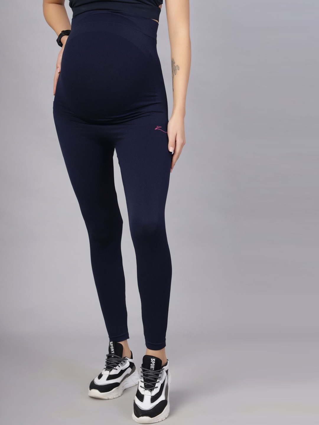 

House Of Zelena Women Anti-Bacterial Ankle Length Maternity Tights, Navy blue