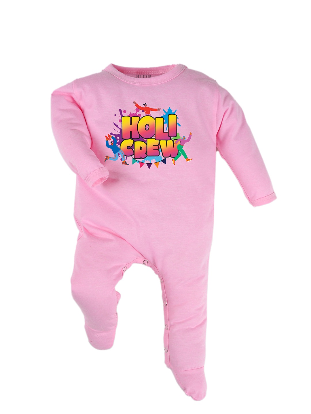 

FFLIRTYGO Infants Typography Printed Pure Cotton Sleepsuit, Pink