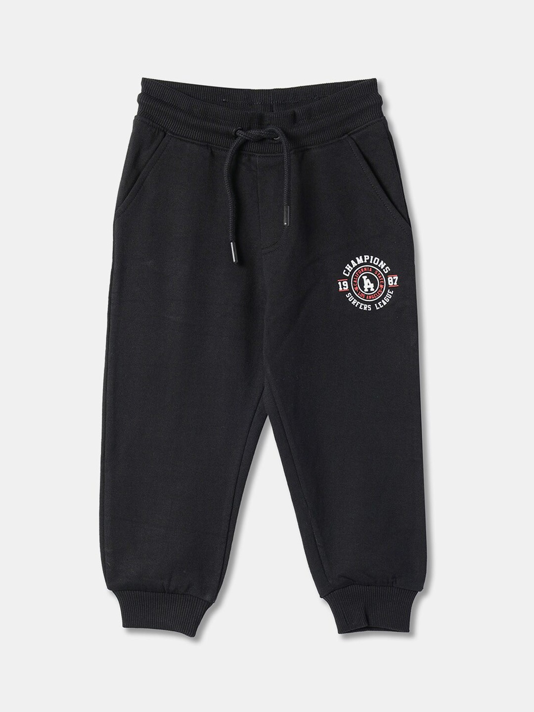 

R&B Boys Mid Rise Relaxed-Fit Cotton Joggers, Black