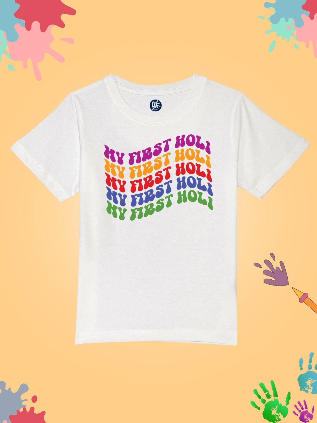 YK Boys Typography Printed Pure Cotton T-shirt, White