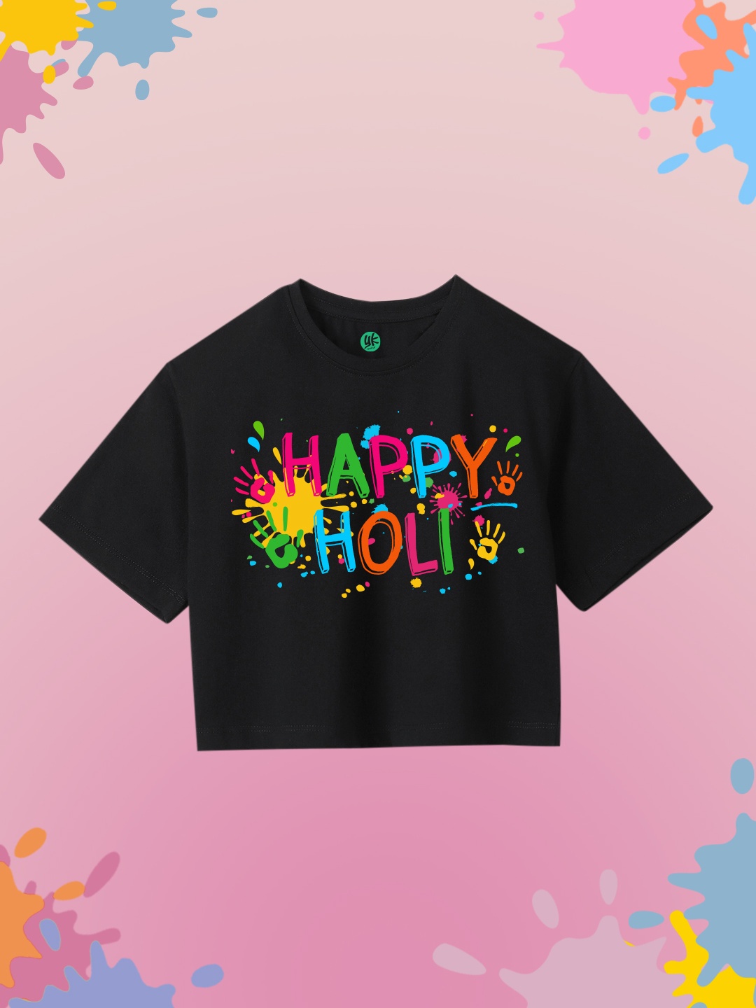 

YK Girls Typography Printed Pure Cotton Boxy T-shirt, Black