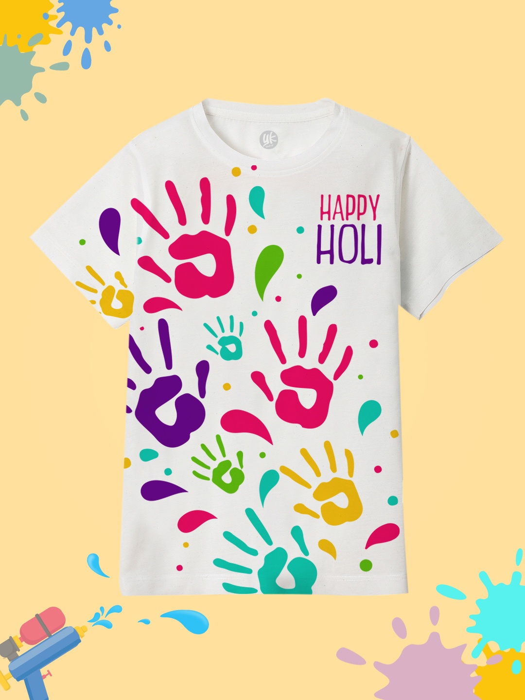 

YK Boys Printed Regular Fit T-shirt, White