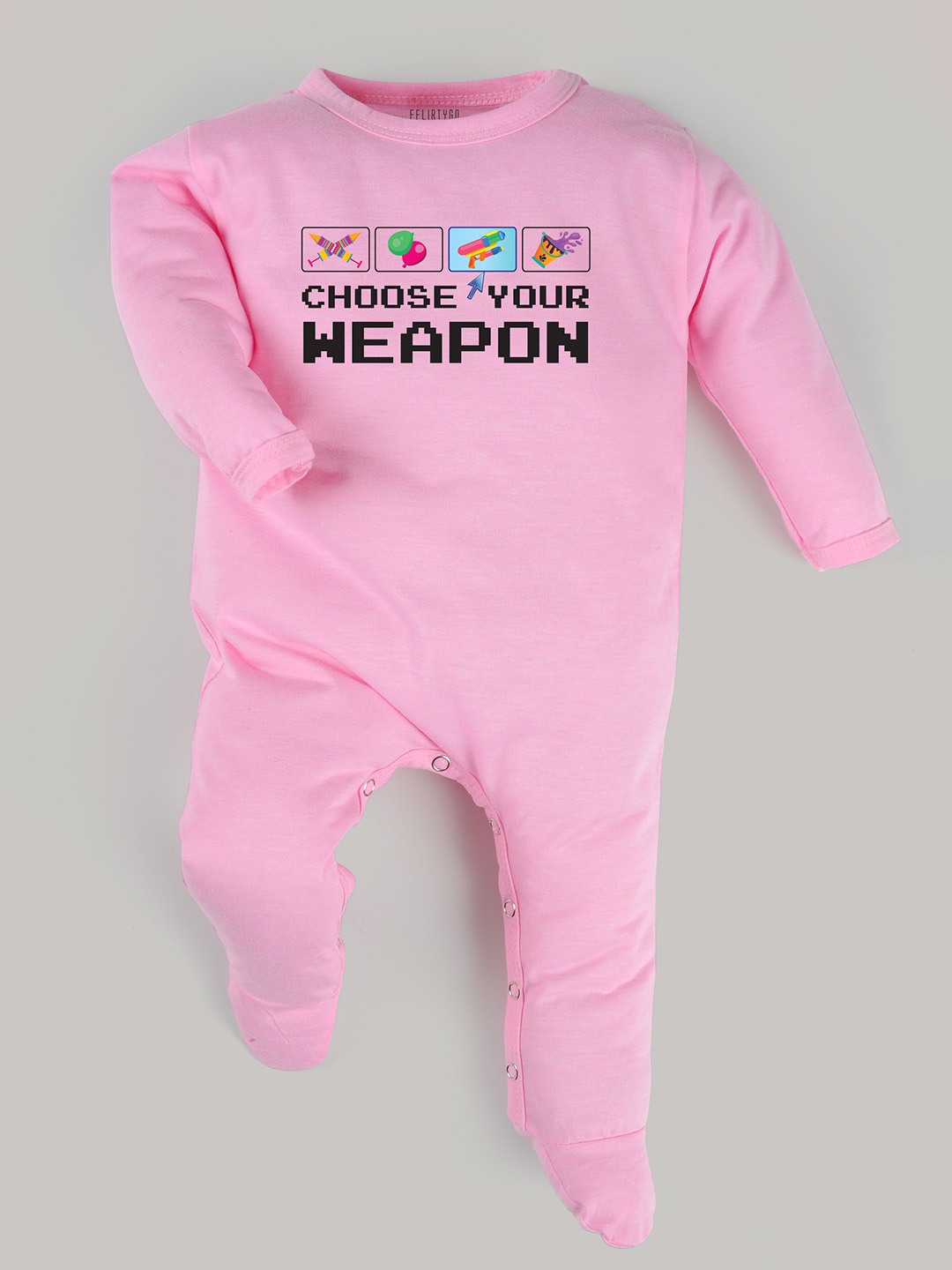 

FflirtyGo Infants Printed Cotton Sleepsuit, Pink