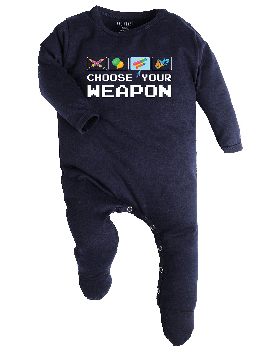 

FflirtyGo Infants Printed Cotton Sleepsuit, Navy blue