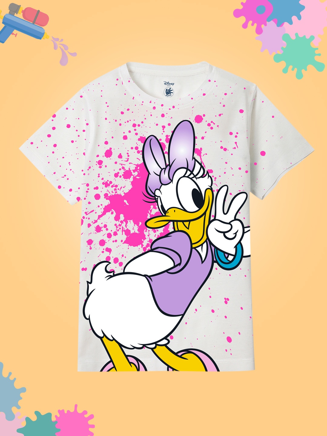 

YK Disney Girls Daisy Duck Printed Extended Sleeves T-shirt, White