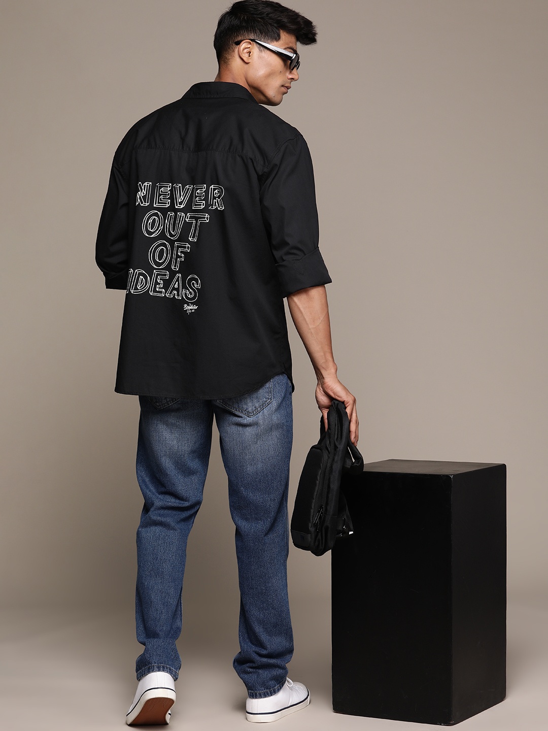 

Roadster Men Relaxed Printed Pure Cotton Casual Shirt, Black