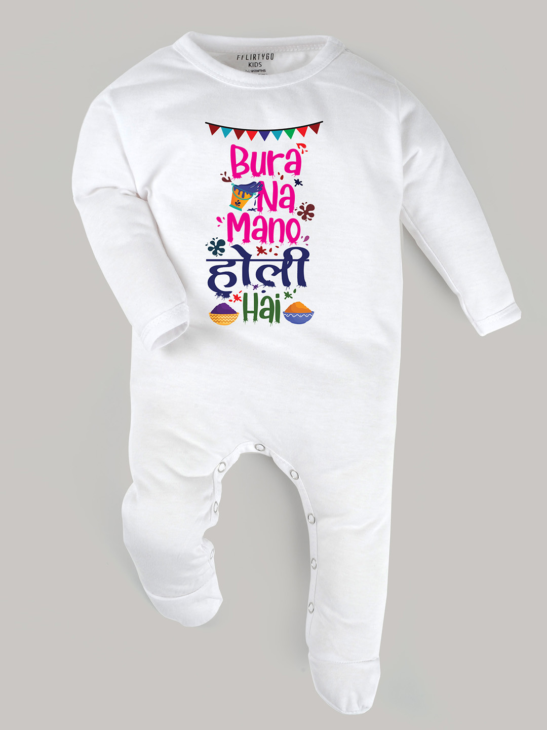 

FflirtyGo Infants Typography Printed Cotton Sleepsuit, White