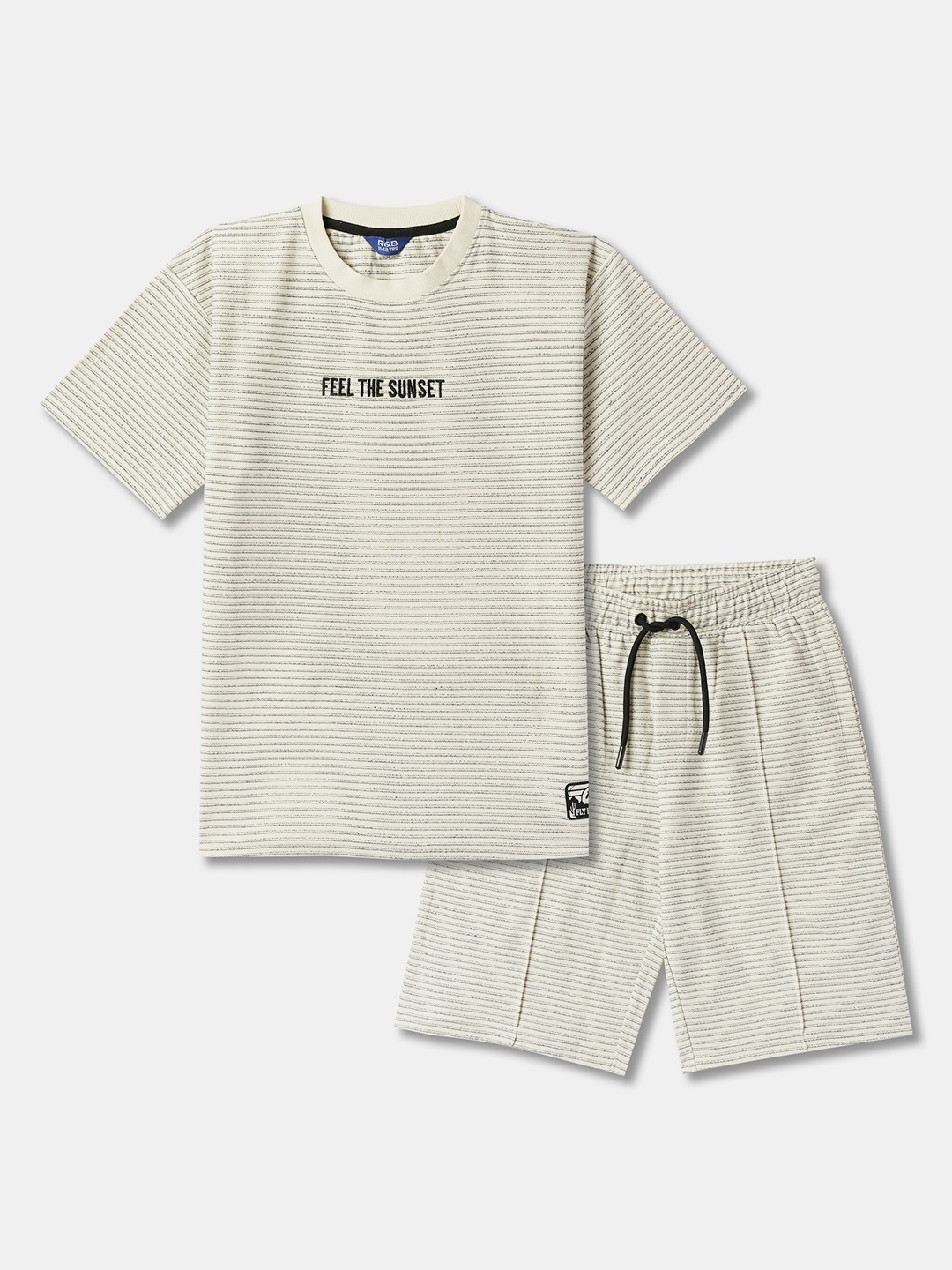 

R&B Boys Striped T-shirt with Shorts, White