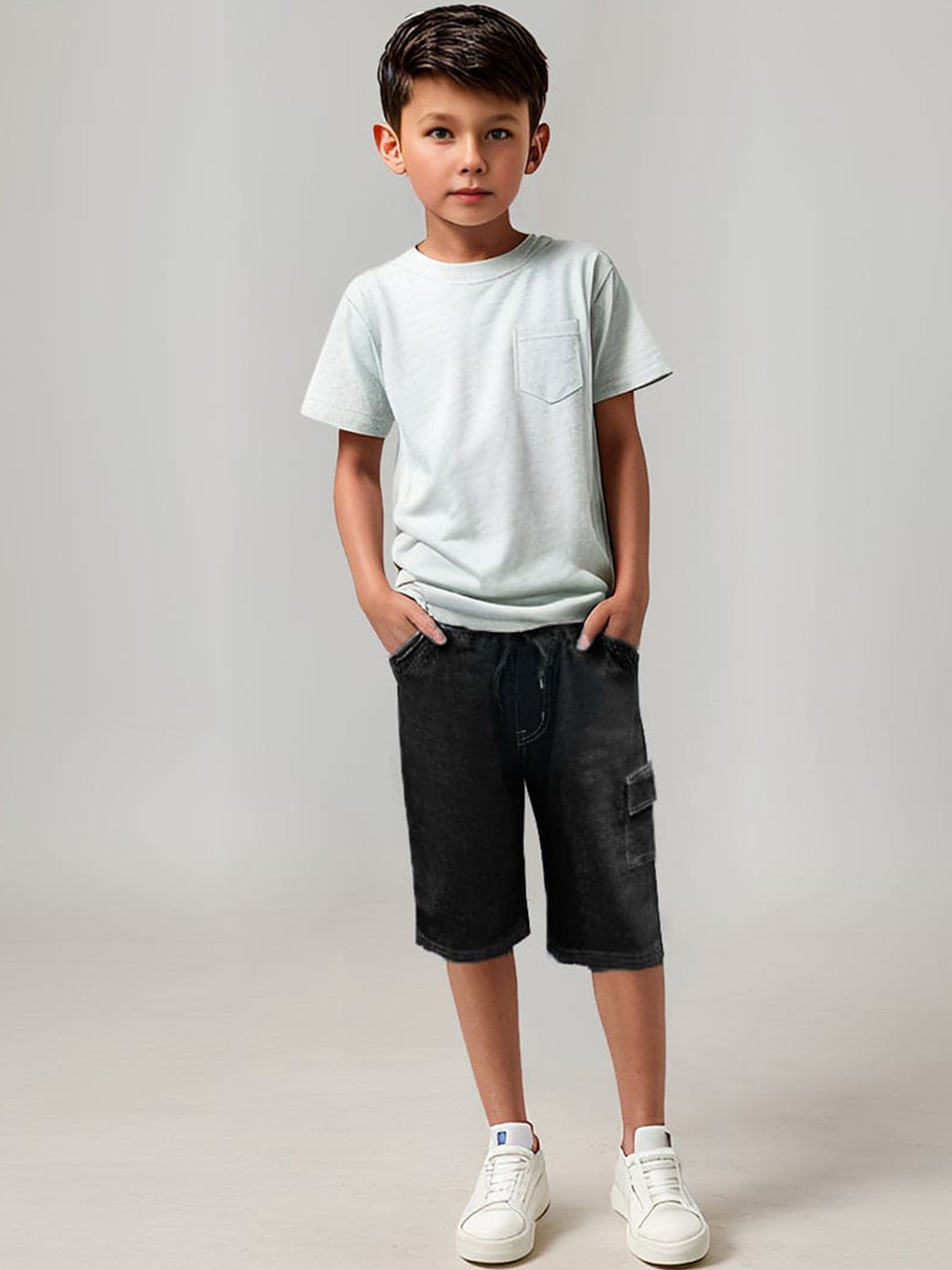 

INCLUD Boys Mid-Rise Denim Shorts, Black