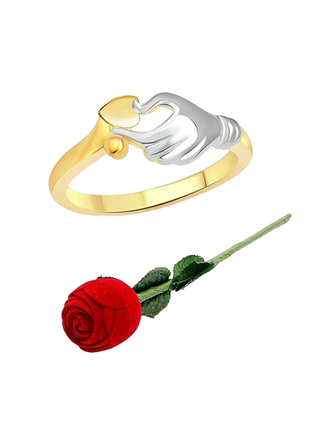 

Vighnaharta Gold-Plated Adjustable Finger Ring & Ring Box