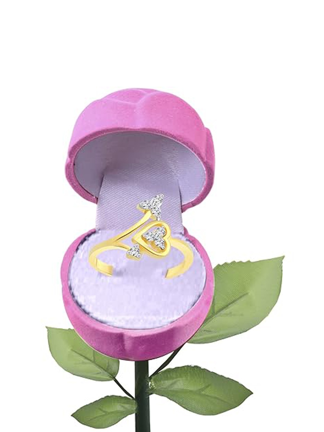 

Vighnaharta Gold-Plated CZ-Studded Adjustable Finger Ring