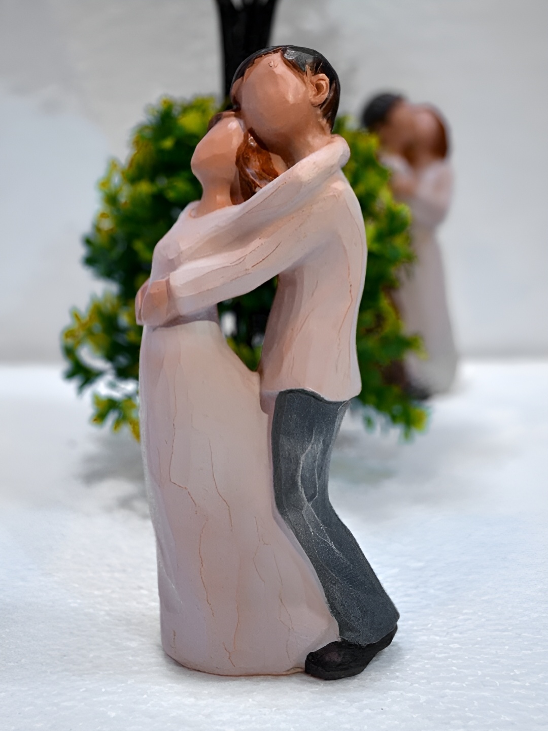 

CraftVatika Cream Romantic Love Couple Standing Statue Figurine Showpiece