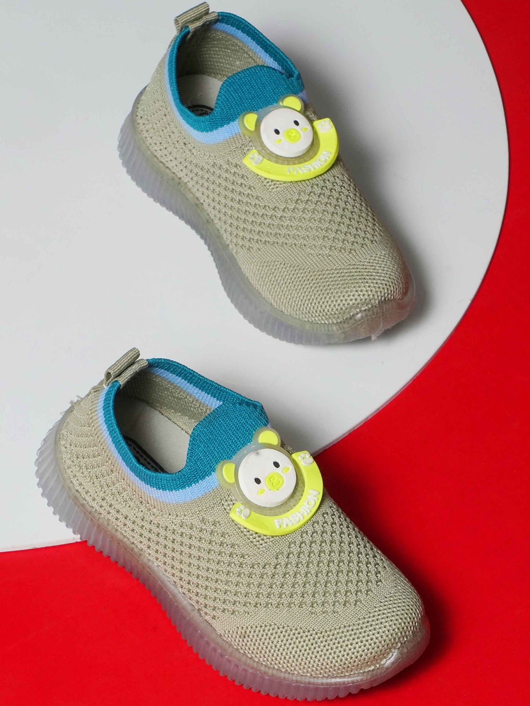

KATS Kids Textured LED Memory Foam Flyknit Mesh Slip-On Sneakers, Sea green