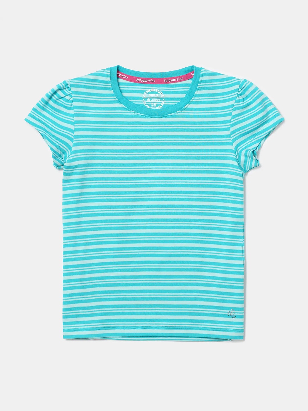 

Jockey Girl's Super Combed Cotton Striped Slim Fit Short Sleeve Round Neck Tshirt-AG03, Pink