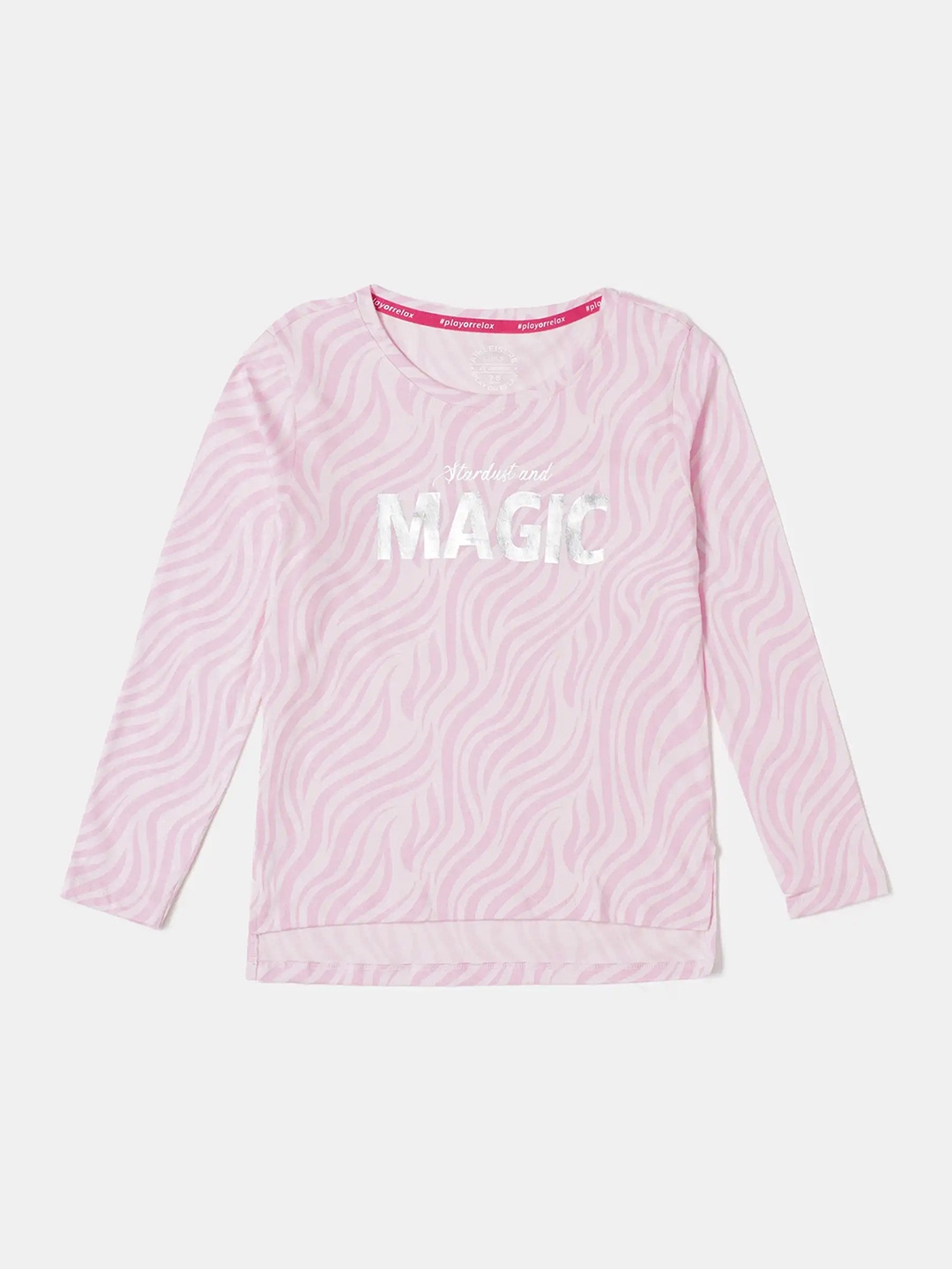 Jockey Girls Super Combed Cotton Printed T-shirt- AG19, Pink