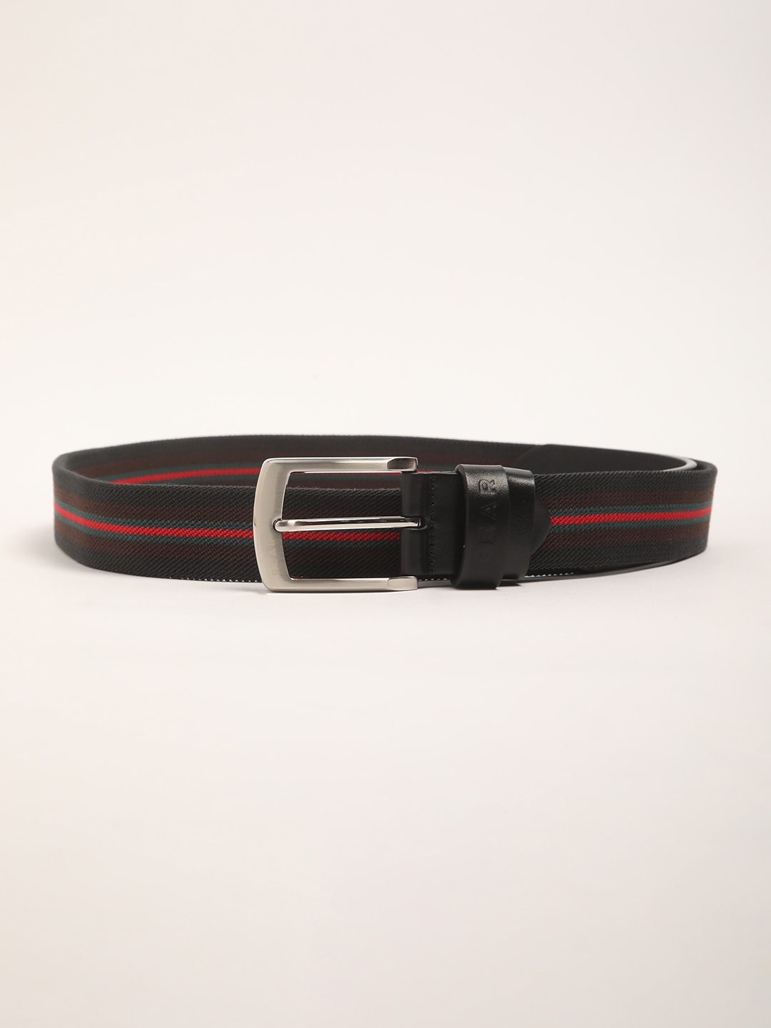 

THE BEAR HOUSE Men Striped Canvas Casual Belt, Black