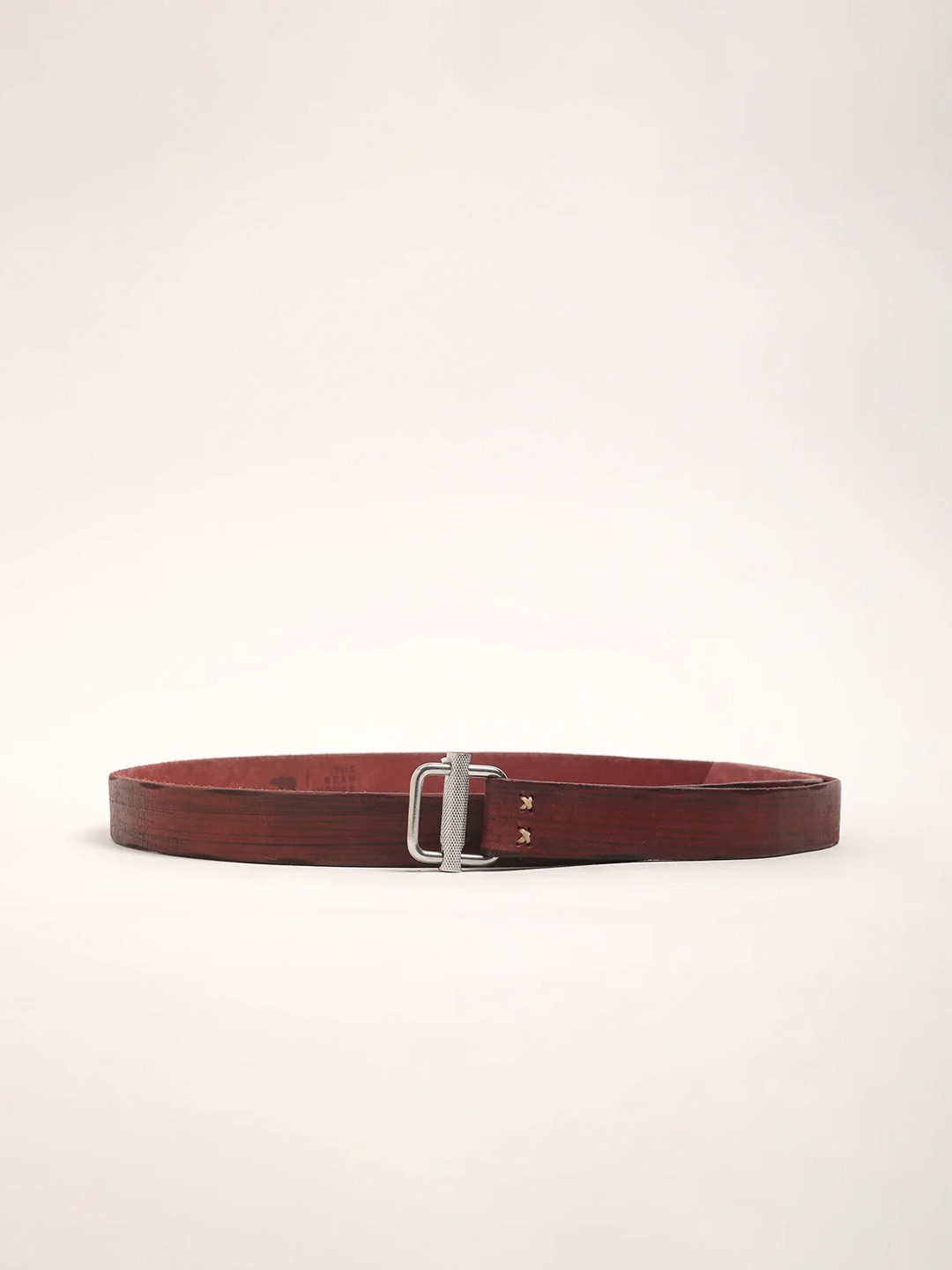 

THE BEAR HOUSE Men Textured Leather Casual Belt, Maroon