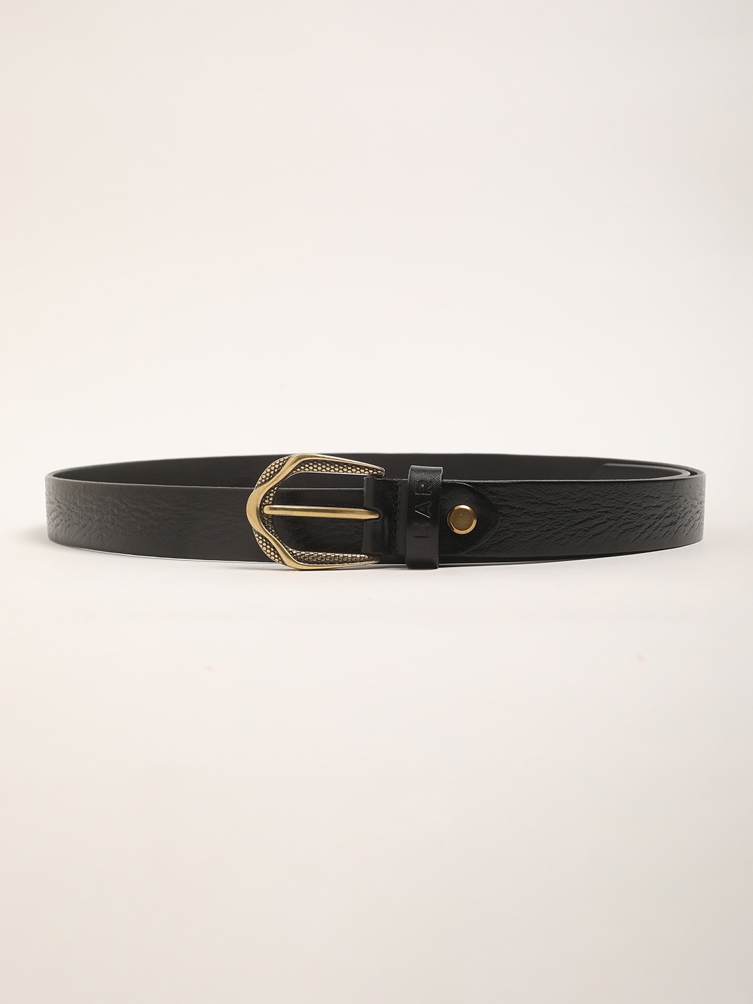 THE BEAR HOUSE Men Textured Leather Casual Belt, Black