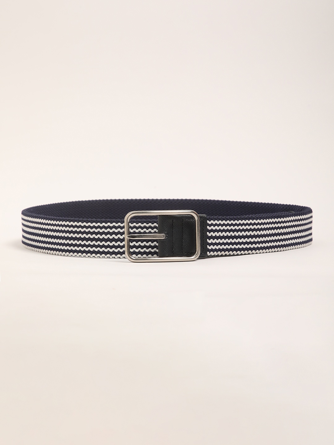 

THE BEAR HOUSE Men Striped Canvas Casual Belt, Navy blue
