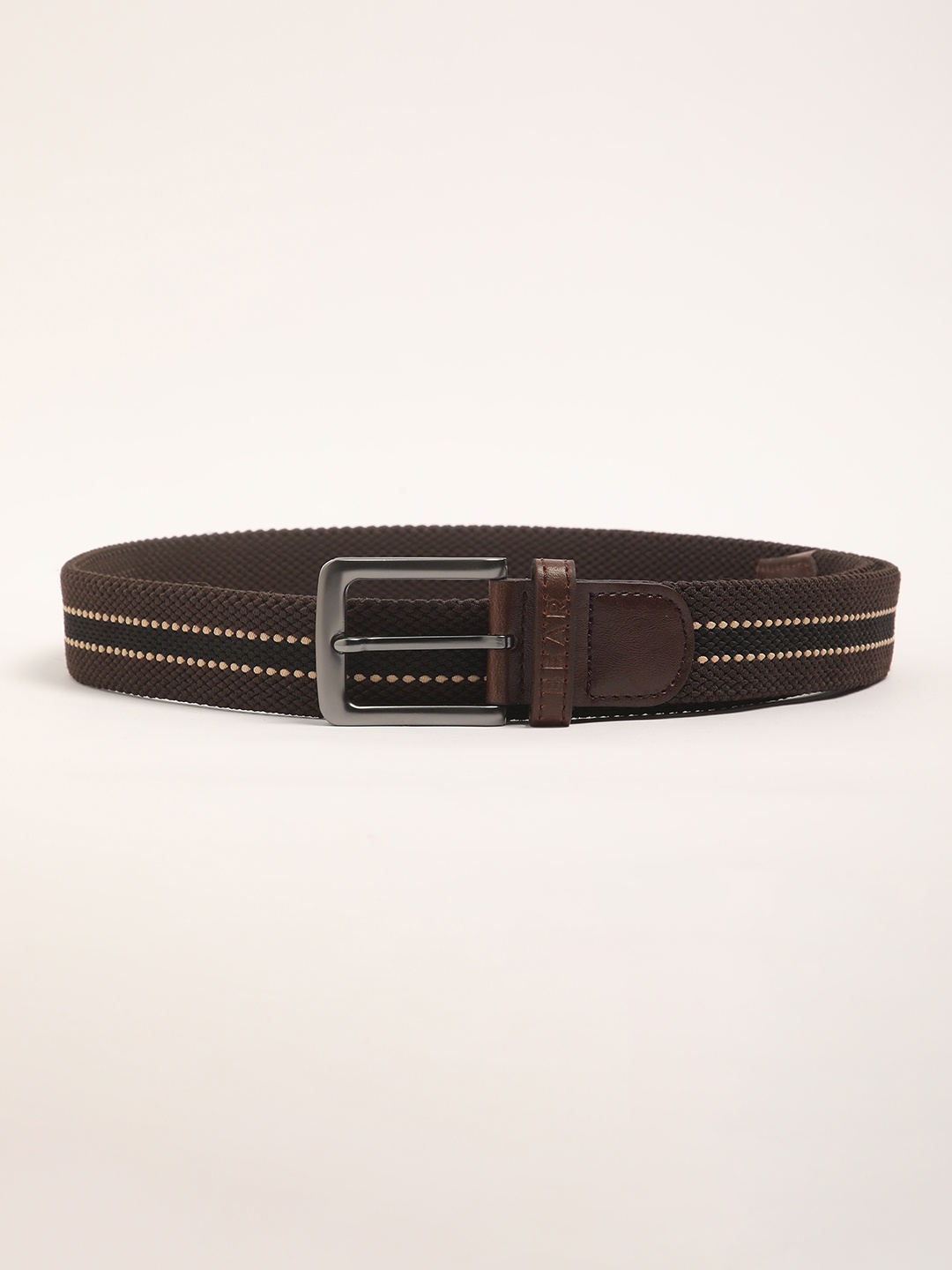 

THE BEAR HOUSE Men Striped Casual Belt, Brown