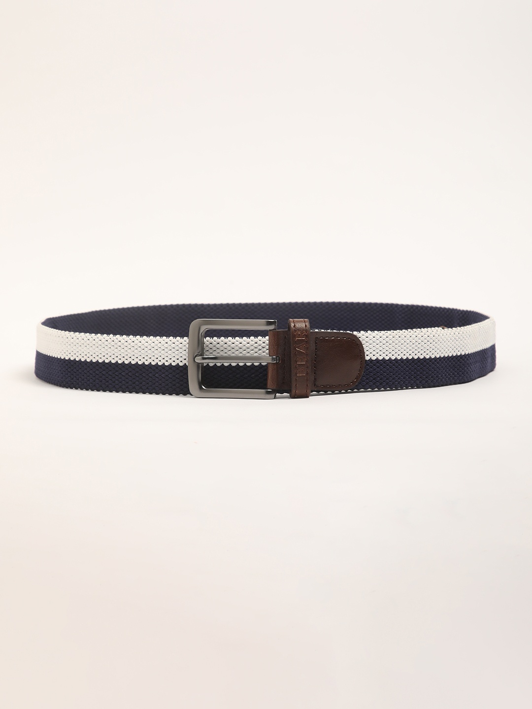 

THE BEAR HOUSE Men Striped Casual Belt, Navy blue