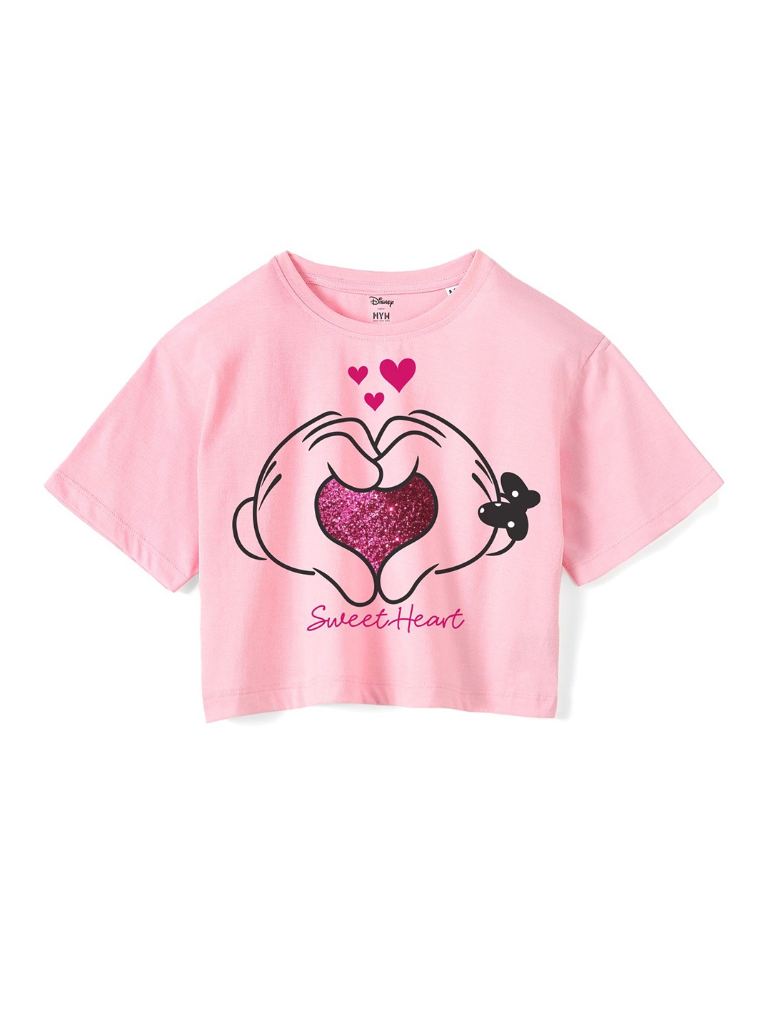 

Wear Your Mind Girls Graphic Printed Pure Cotton T-shirt, Pink