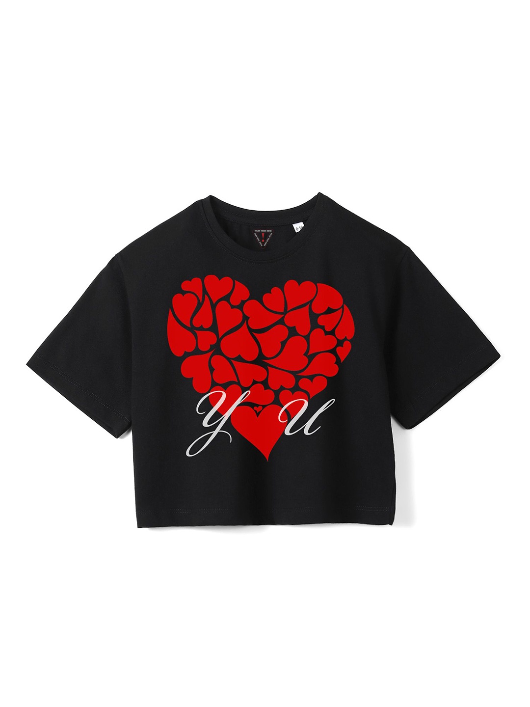 

Wear Your Mind Girls Conversational Printed Pure Cotton Boxy T-shirt, Black