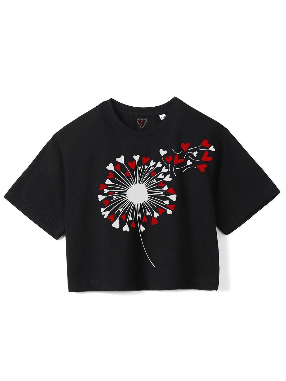 

Wear Your Mind Girls Graphic Printed Pure Cotton Boxy T-shirt, Black