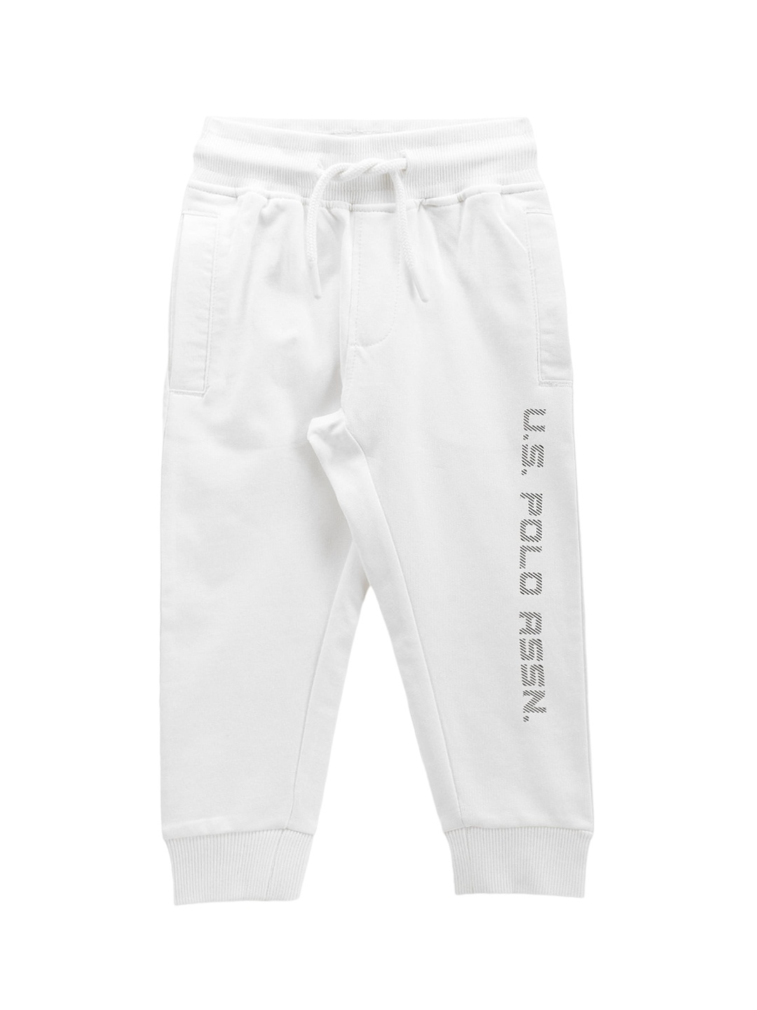 

U.S. Polo Assn. Kids Boys Typography Printed Mid-Rise Jogger, White