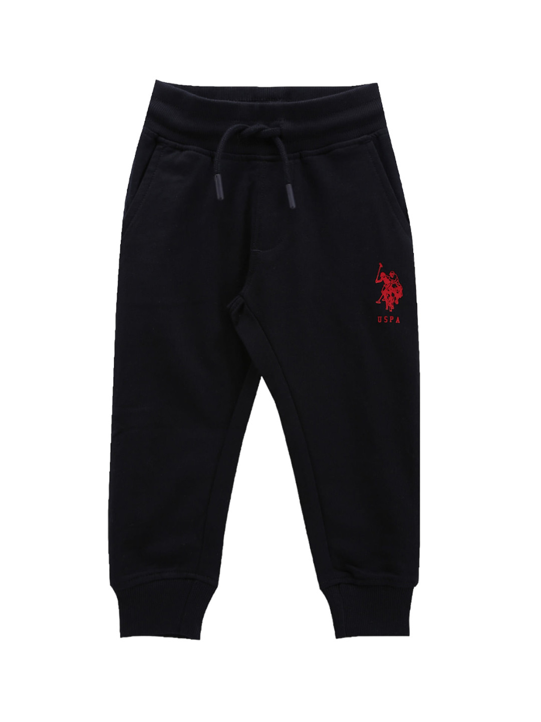 

U.S. Polo Assn. Kids Boys Mid-Rise Knitted Pure Cotton Joggers, Navy blue