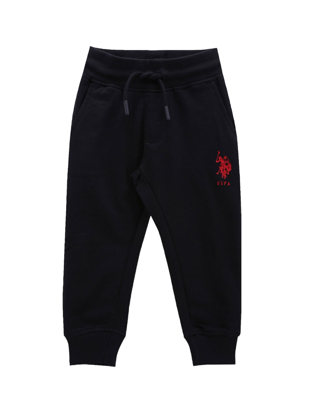 

U.S. Polo Assn. Kids Boys Mid-Rise Pure Cotton Joggers, Navy blue