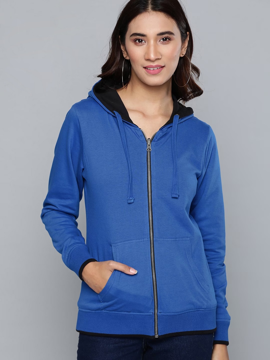 

HARBOR N BAY Hooded Reversible Fleece Front-Open Sweatshirt, Blue