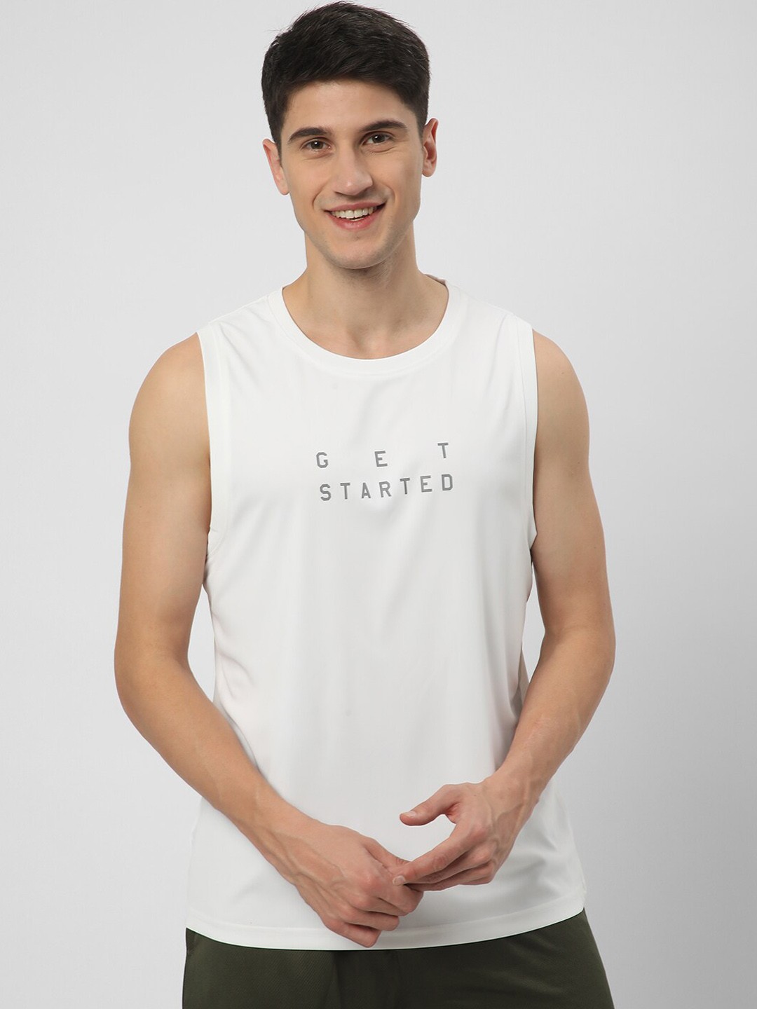 

R&B Printed Sleeveless Gym Vests 8909006286017, White
