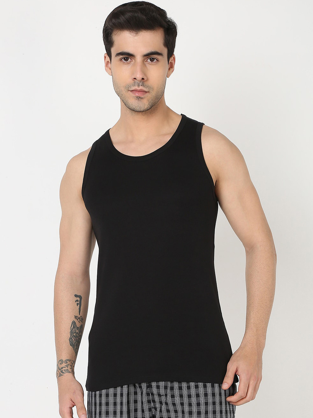 

R&B Cotton Sleeveless Innerwear Vests 8909006238627, Black