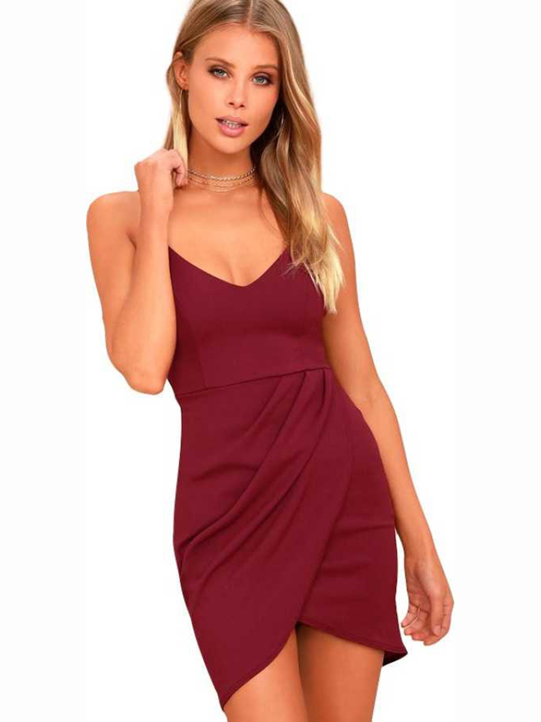 BAESD Sleeveless Bodycon Mini Dress, Maroon