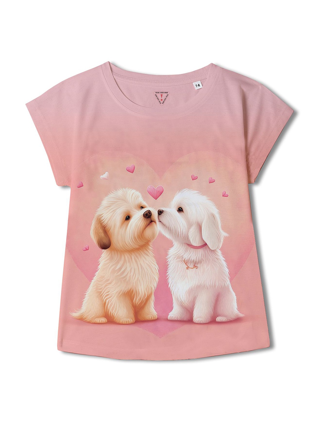 Wear Your Mind Girls Graphic Printed Extended Sleeves T-shirt, Pink