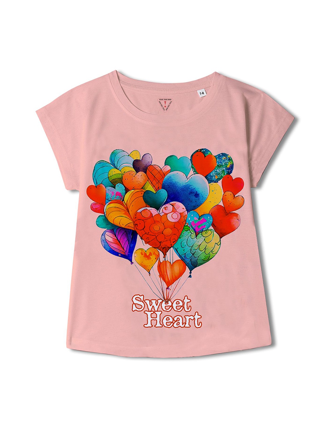 

Wear Your Mind Girls Graphic Printed Extended Sleeves T-shirt, Pink