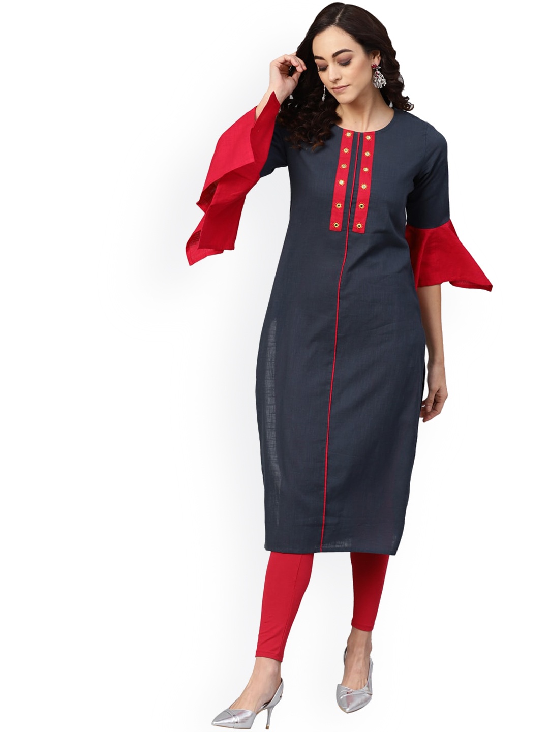 

KALINI Mirror Work Kurta, Grey