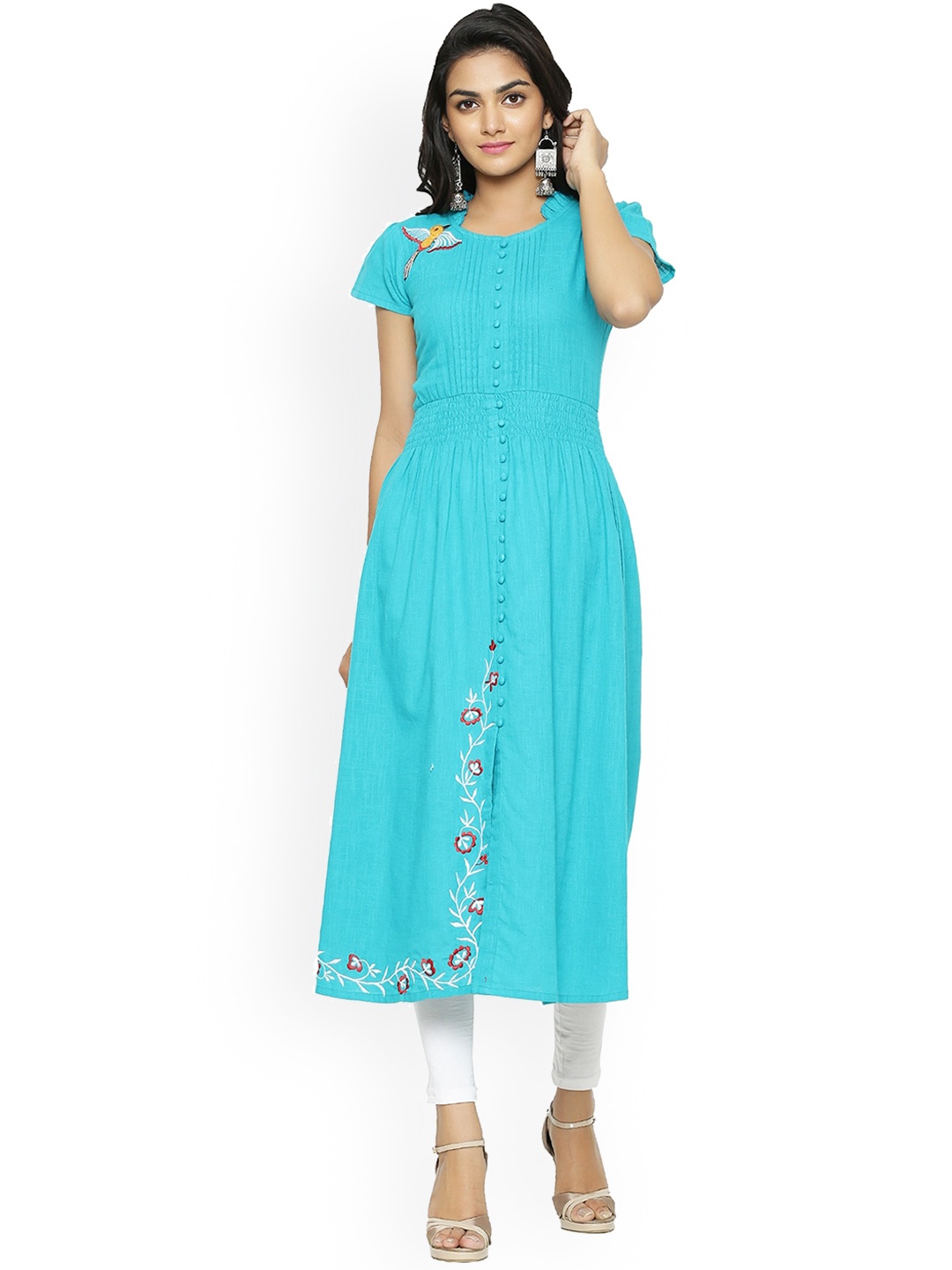 

KALINI Floral Embroidered Kurta, Teal