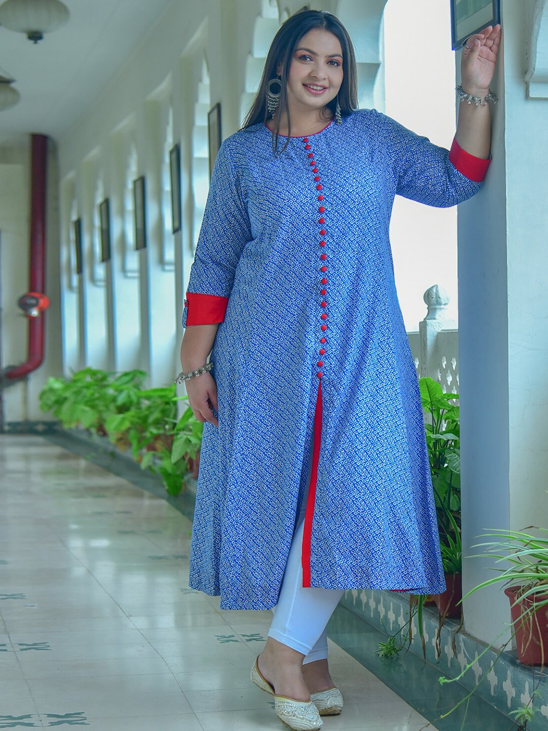 

KALINI Bandhani Print A-Line Kurta, Blue