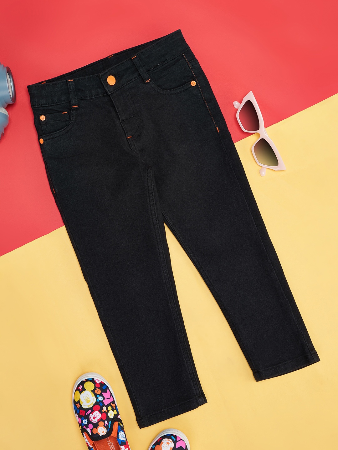 

Pantaloons Junior Girls Mid Rise Jeans, Black