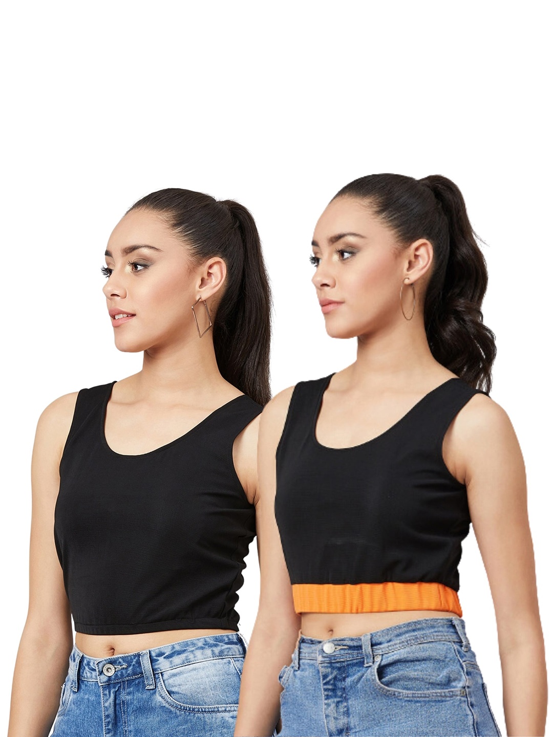 

Athena Pack of 2 Round Neck Crop Top, Black