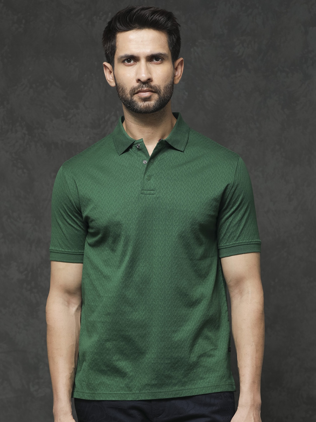 

RARE RABBIT Men Dafo Cotton Polo Collar Slim Fit T-Shirt, Green