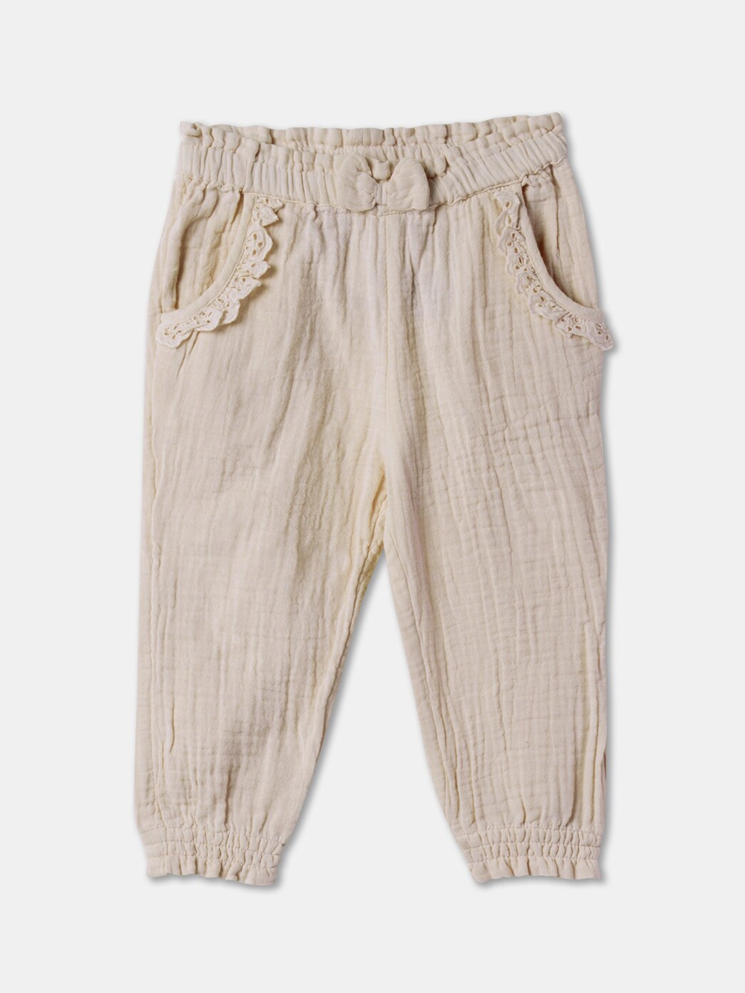 

R&B Girls Mid Rise Cotton Joggers, Beige