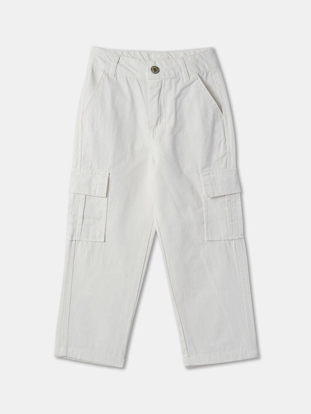

R&B Girls Mid-Rise Cotton Cargos Trousers, White