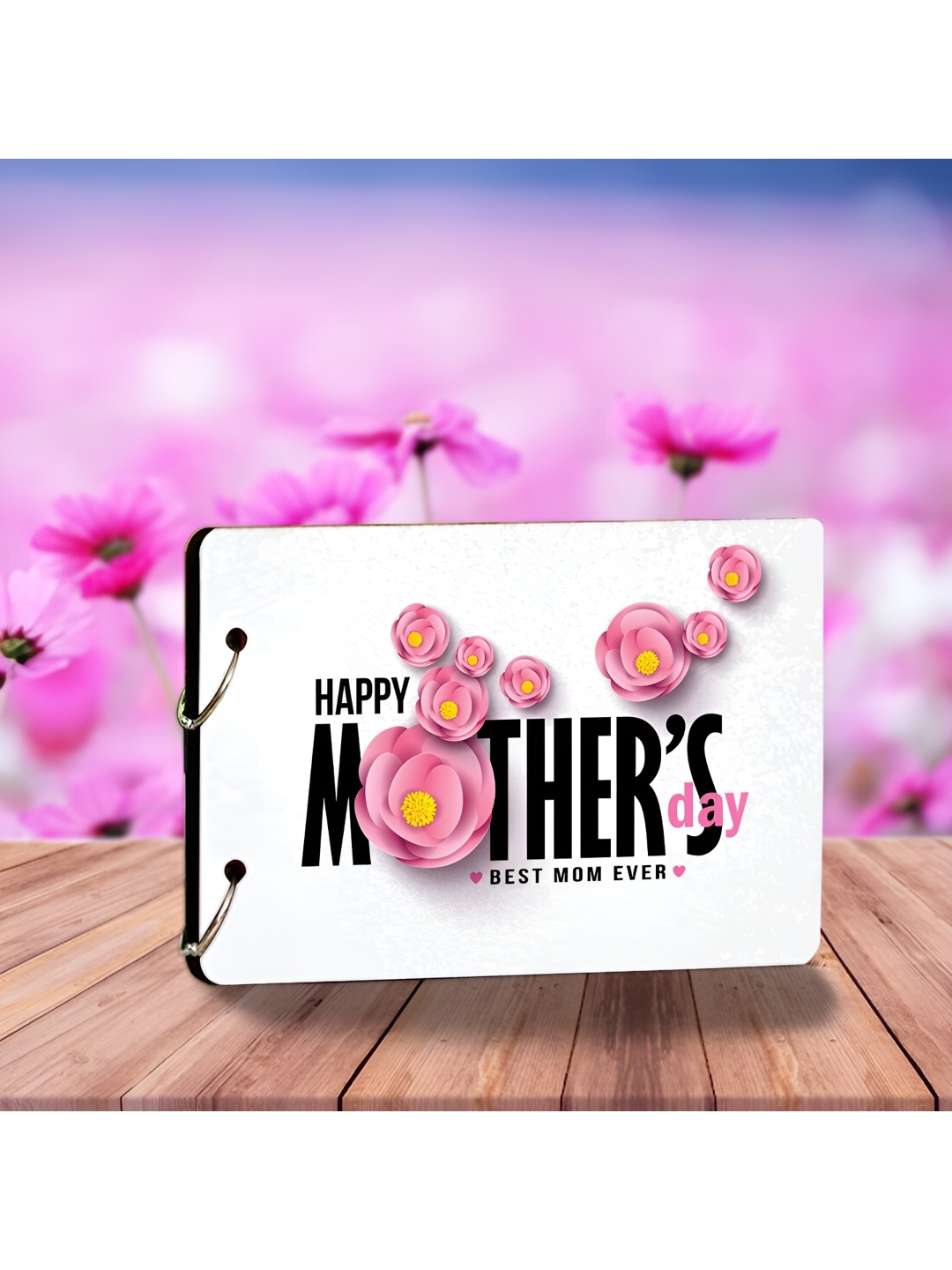 

WALLWEAR White & Pink Printed Wooden Photo Album