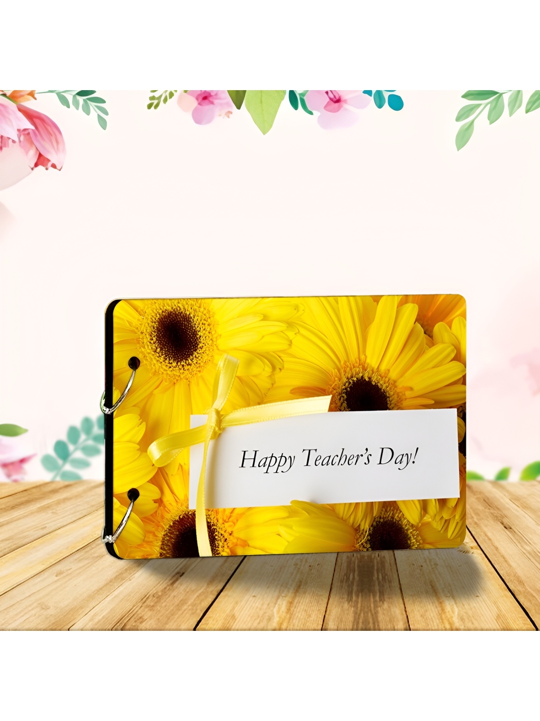 

WALLWEAR Yellow & Black Printed Wooden Durable Scrapbook Photo Album