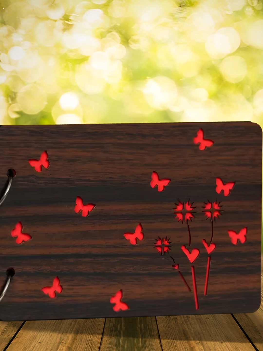 

WALLWEAR Brown & Red Printed Wooden Photo Album