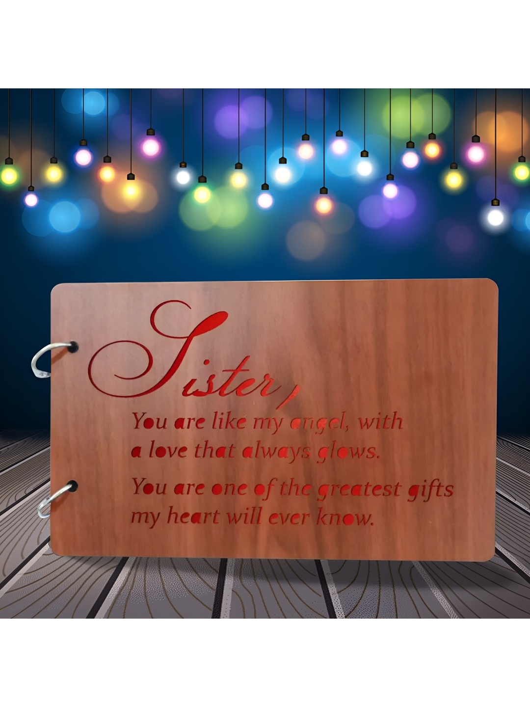 

WALLWEAR Brown & Red Printed Wooden Durable Scrapbook Photo Album