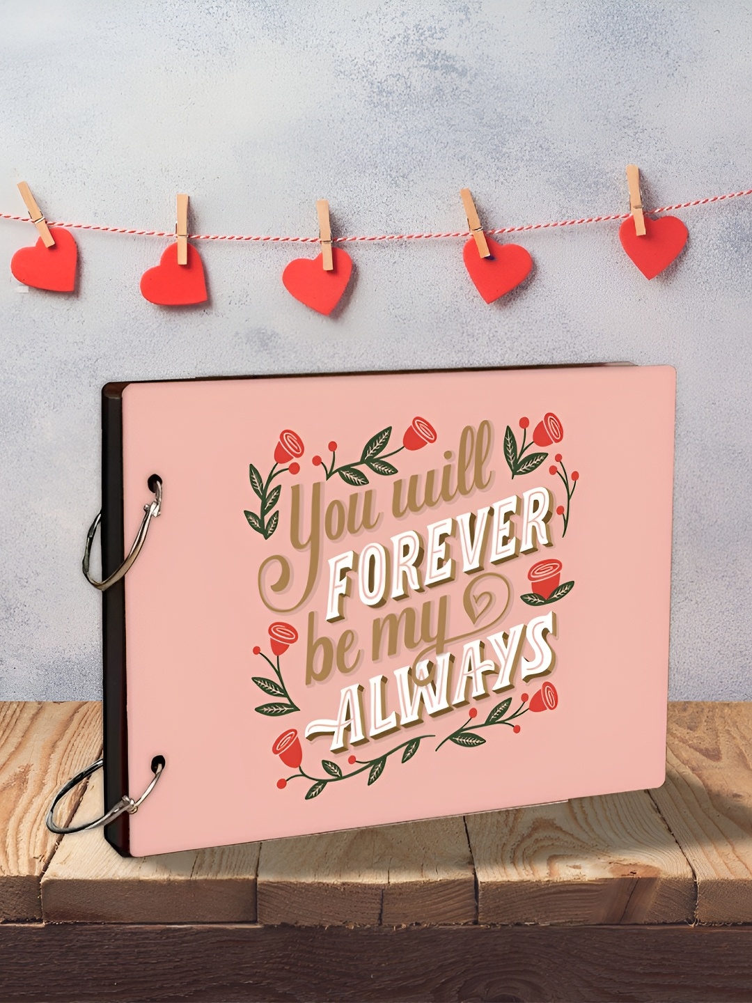 WALLWEAR Pink & White Printed Wooden Durable Scrapbook Photo Album